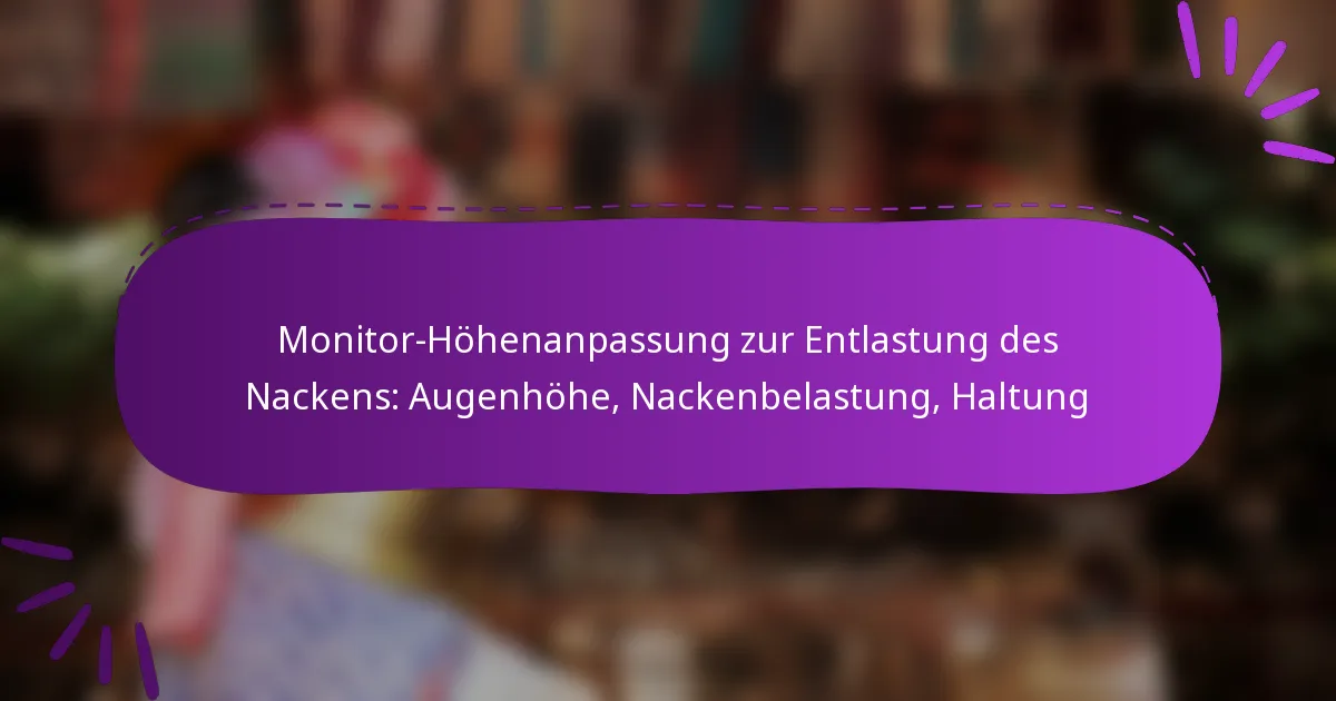 Monitor-Höhenanpassung zur Entlastung des Nackens: Augenhöhe, Nackenbelastung, Haltung